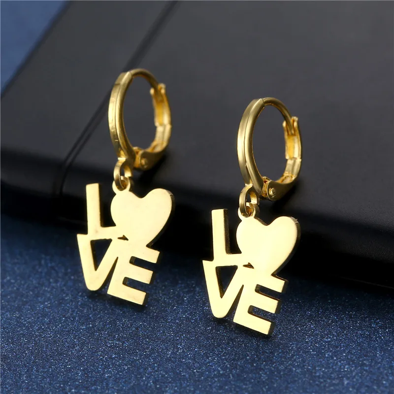 

Stainless Steel Earrings LOVE Cute Style Fashion Stud Earrings Classic Simple Earrings For Women 2022 Jewelry Wedding Party