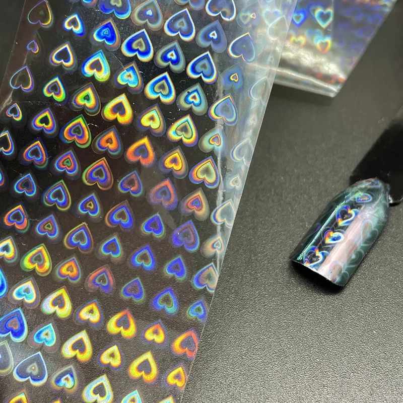 

100cm Laser Heart Nail Foils Nail Art Transfer Foil Diamond Stone Decal Wraps Tips Star Nail Manicure Firework Decorations