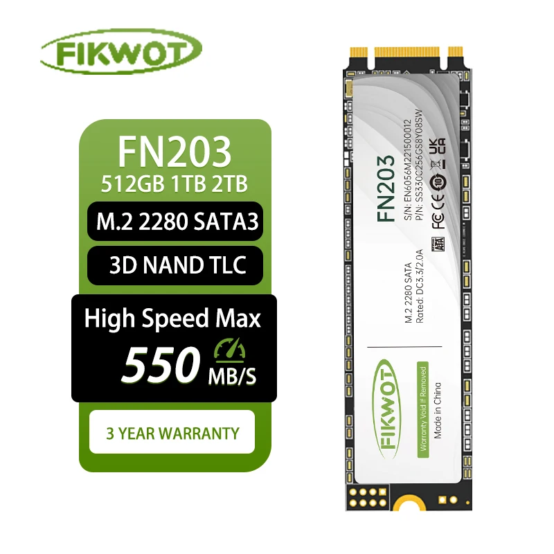 Fikwot 2 5 &quot sata3 SSD M.2 2280 NGFF 550 МБ/с 256 ГБ 512 1 ТБ для ноутбуков настольных ПК 3D NAND