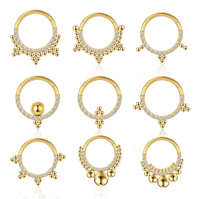 

Пирсинг для пупка кольцо для носа завитка титановая хрящевая перегородка из циркония пикантные кликеры для женщин G23 золотые петли сегмент...