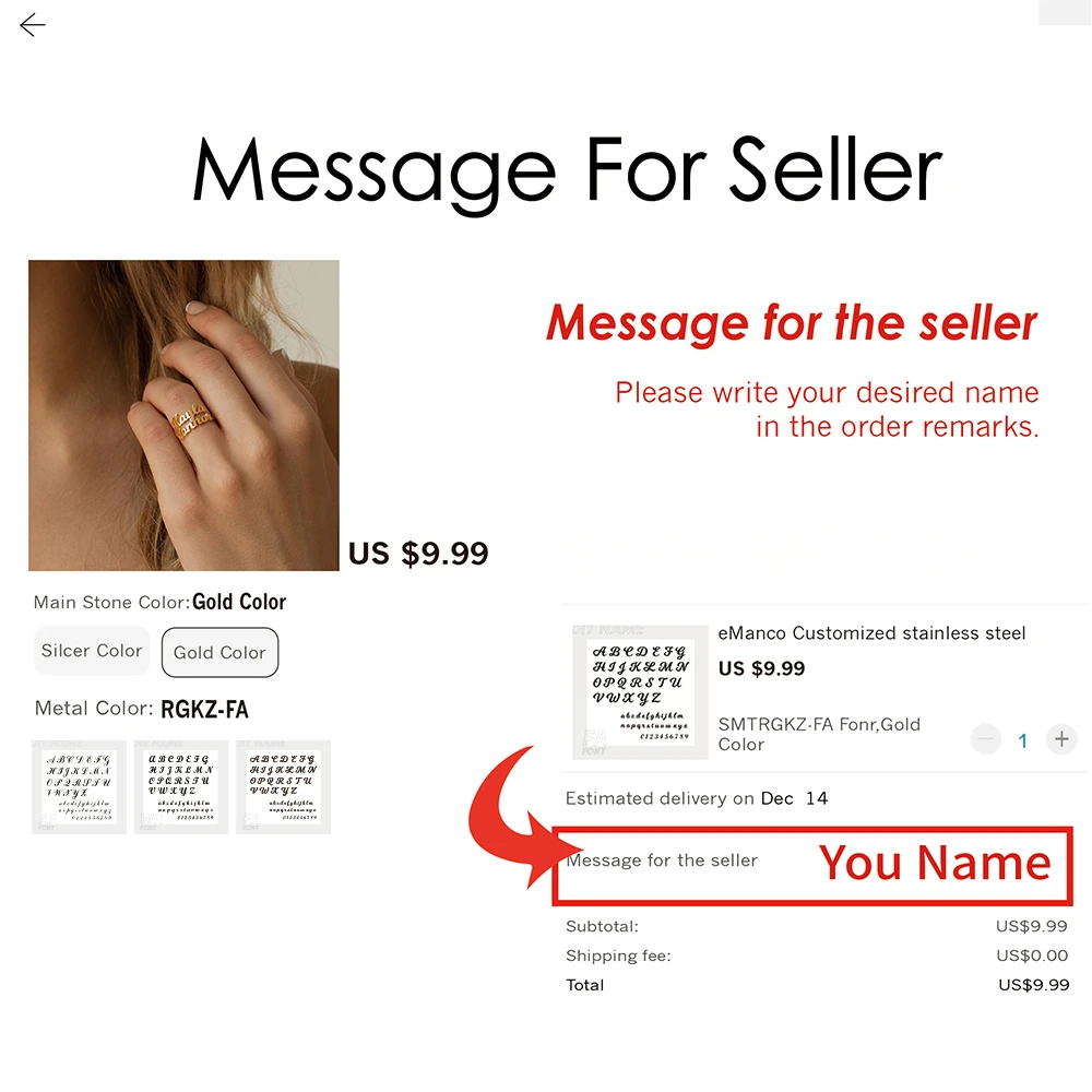 Женское кольцо с именем на заказ для женщин золотого цвета персонализированным