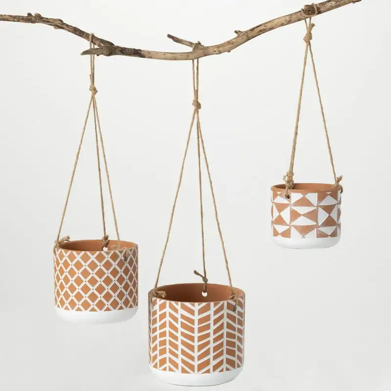 

Terracotta Ceramic Planters Set of 3, 6.25