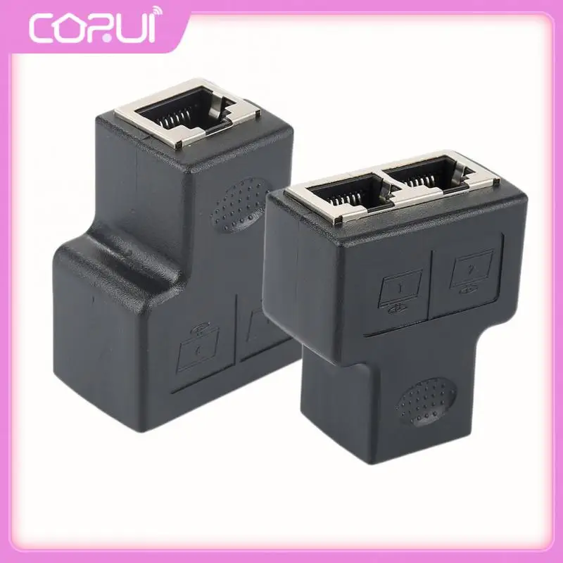 

Black RJ45 Splitter Adapter 1 to 2 Dual Female Port CAT5/CAT6 LAN Ethernet Socket Network Connections Splitter Adapter Converter