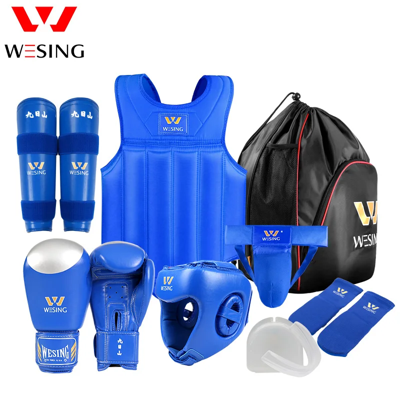 Фото Оборудование для боевых искусств Wesing, защитное снаряжение Wushu Sanda, Тренировочный Набор для соревнований с песком, 8 шт., бесплатная доставка №2