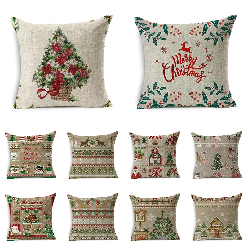 

Рождественская наволочка, акварель, искусственное украшение, рождественский подарок, чехол для подушки, подходит для автомобильного дивана, наволочка 45 см * 45 см