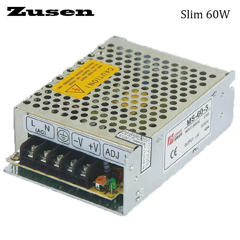 

Zusen MS-60W Slim Switch Power Supply 90~260AC to 5V 12V 15V 24VVDC