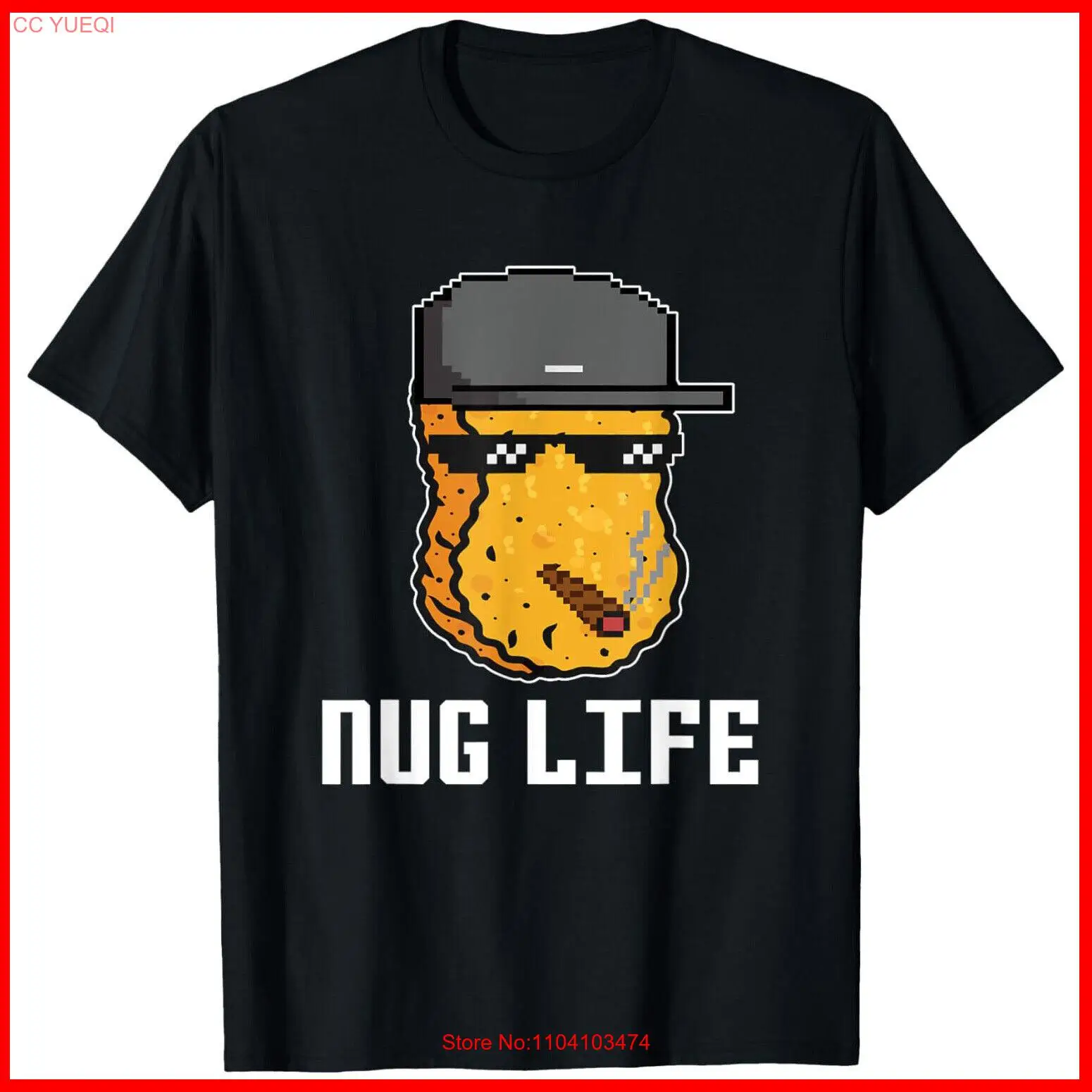 Черная хлопковая футболка Nug Life Nugget Lover Chicken Nuggets Fast Food Eater Thug
