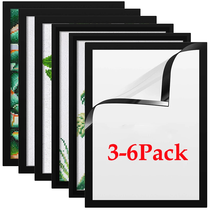 3-6pcs HD Clear Magnetic Picture Frame Paper Info Display Wall Poster Door Sign Holder Self-Adhesive Magnetic Photo Album Fridge