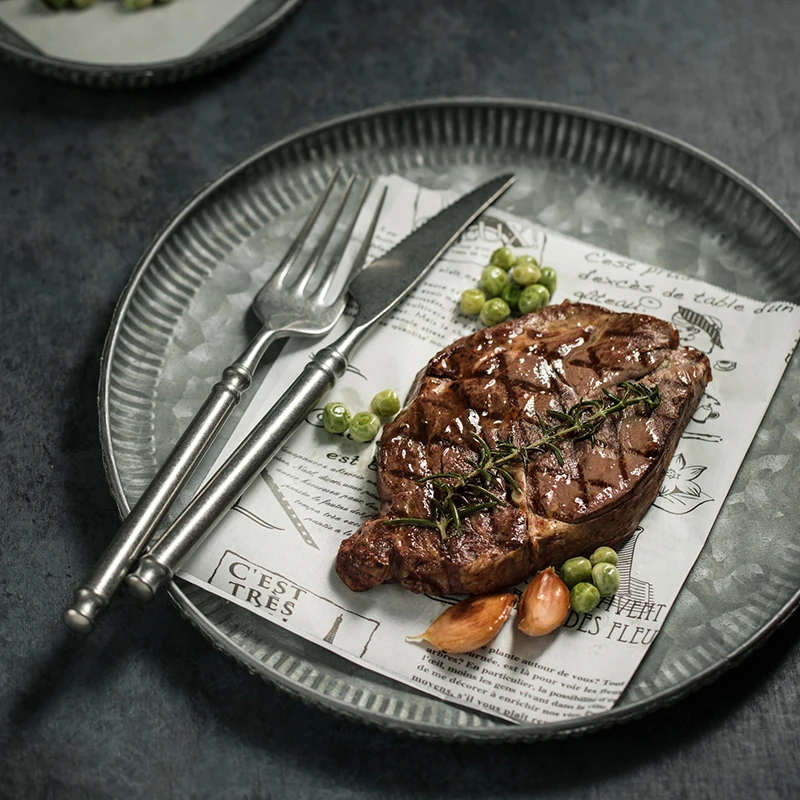 

Unique Floral Rim Handcrafted Vintage Antique Metal Tray Ribboned Round Iron Tray Rustic Retro Tray for Home Wedding Decor