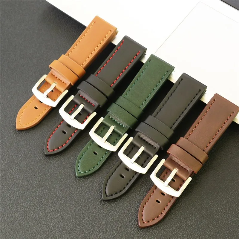 

18mm 20mm 22mm 24mm Retro Genuine Leather for Tissot Couturier T035 Galaxy Watch 3 4 5 Series Wrist Band Accessories Bracelect