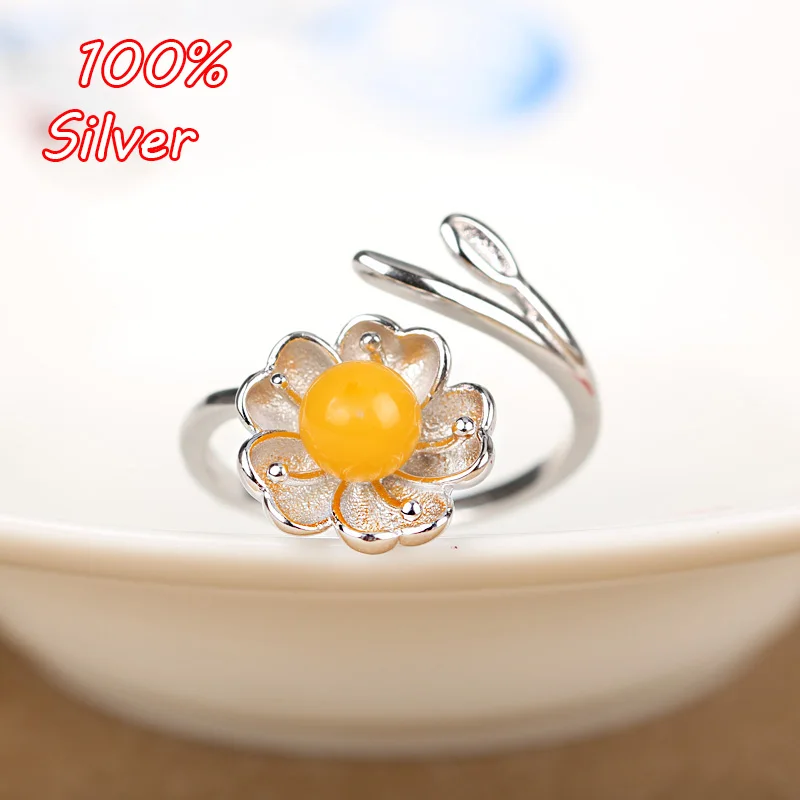 

Wholesale 925 Sterling Silver Adjustable Flower Ring Base Setting With 6-8mm Round Cabochon Ring Base Blanks Setting DIY Jewelry