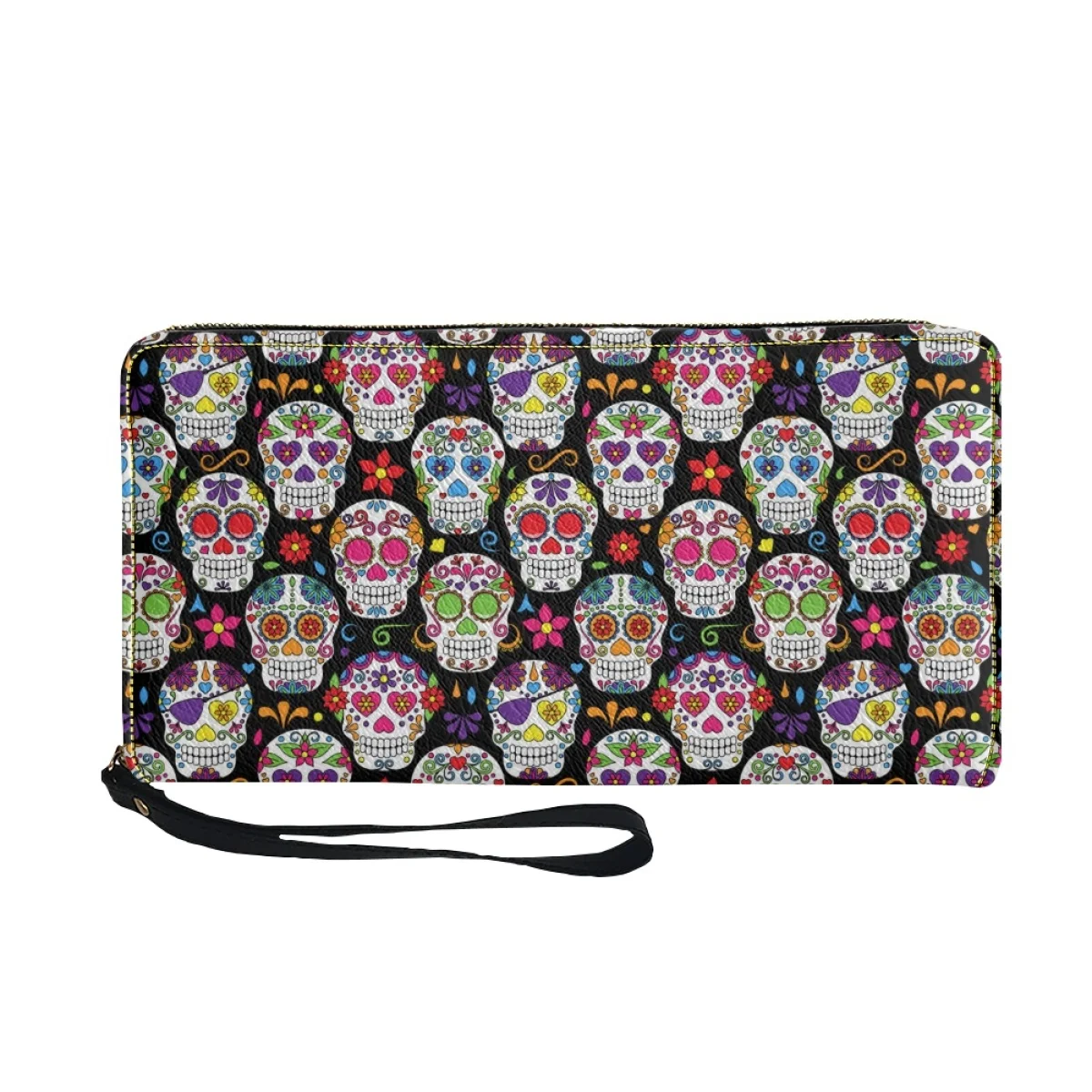 Skull Print Purses for Women Luxury Brand Wallet PU Leather Lightweight With Strap Clutch Wallet Carteras Para Mujer