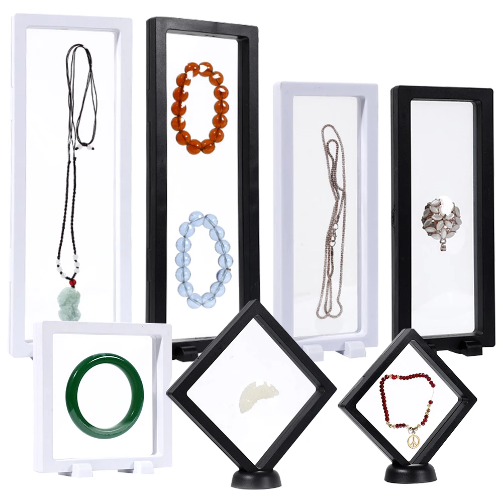 

5/10pcs/lot Transparent Jewelry Display Box Case Ring Necklace Bracelet Organized 3D Floating Square Frame Storage Collection
