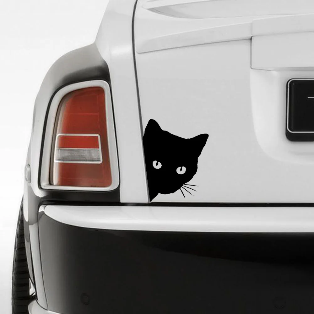 

Cat Face Peering Funny Auto Truck Vinyl Decal Window Bumper Laptop Reflective Sticker Black Waterproof Car Accessories Universal