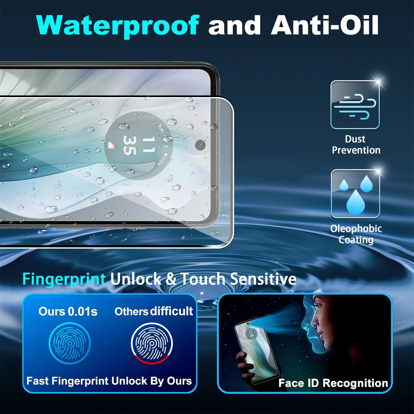 Протектор экрана для Motorola Moto E14 закаленное стекло HD Хрустальный алюминиевый