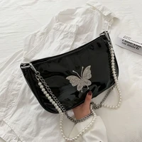 mbti rhinestones butterfly shoulder bolso mujer fashion pu patent leather beaded women handbags 2022 zippper sac a main femme