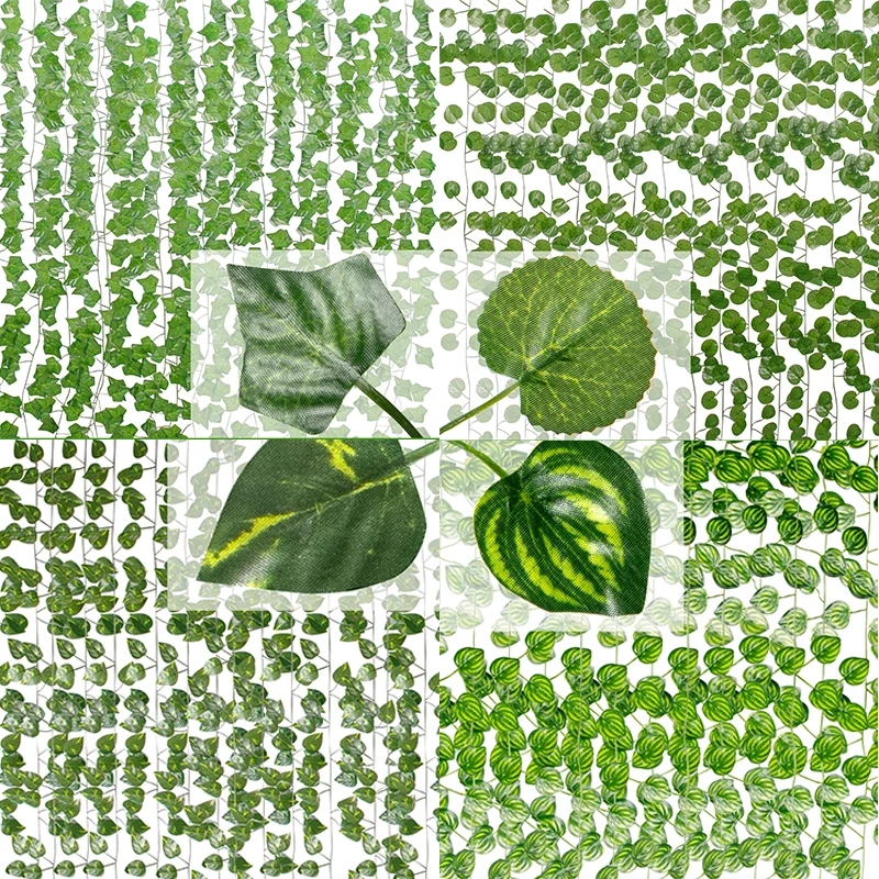 Искусственная зелень листья виноградная лоза подвесные растения для домашнего