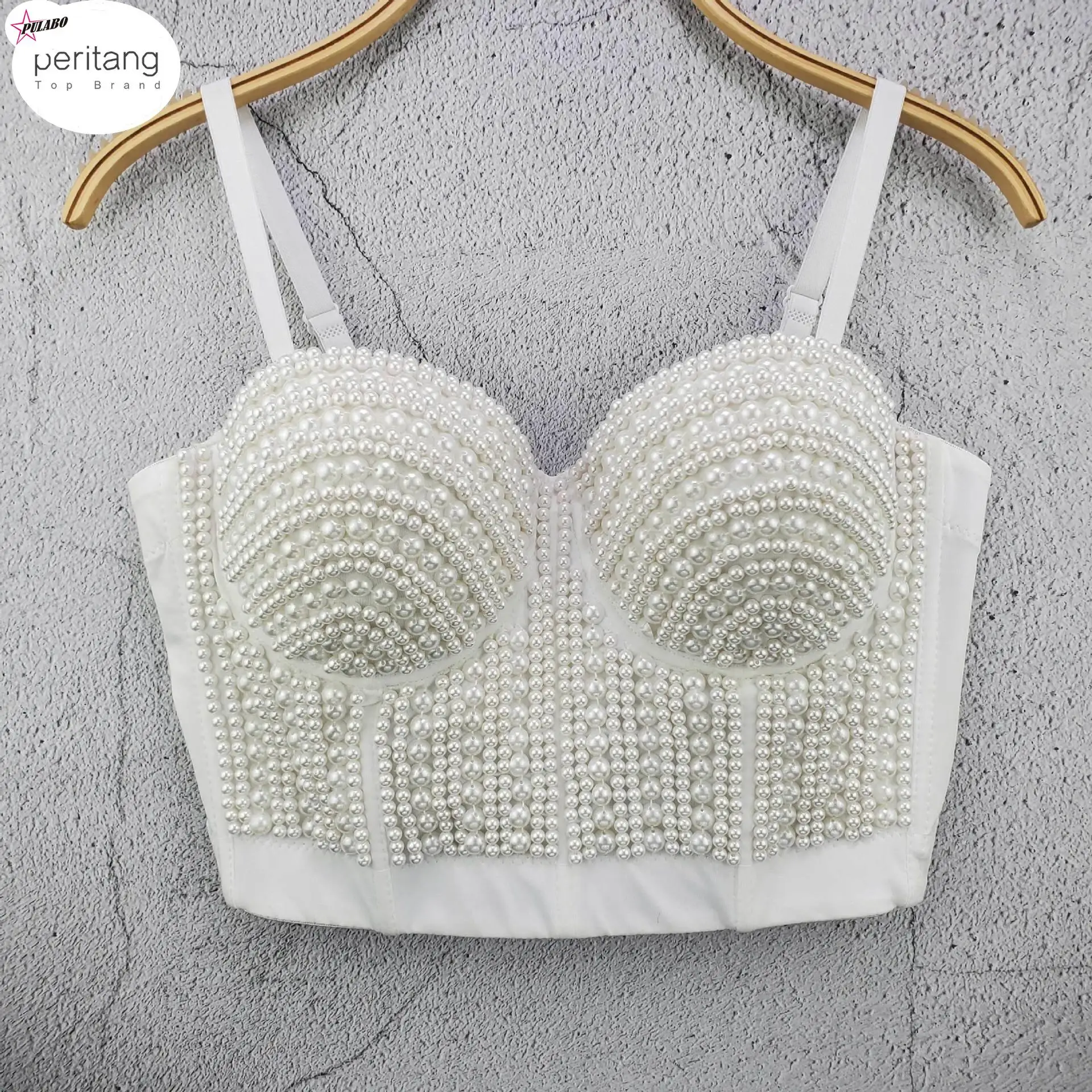 

y2k PULABO Women Sexy Tank Tops Pearl Beading Women Strapless Fashion Women Short Tops Female Women Summer Camis