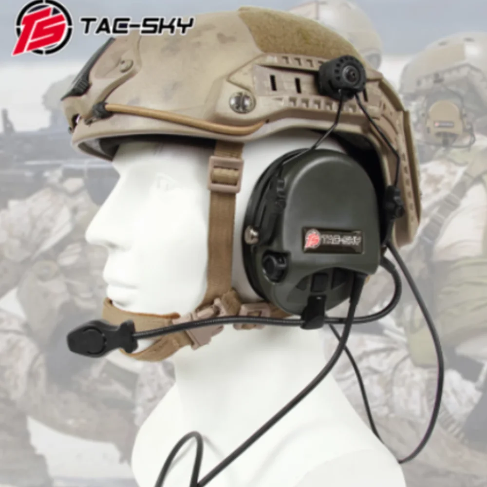 TAC-SKY TEA Hi-Threat Tier 1 Silicone Earmuffs Version Noise Cancelling Pickup Headset Tactical Shooting Walkie Talkie Headset