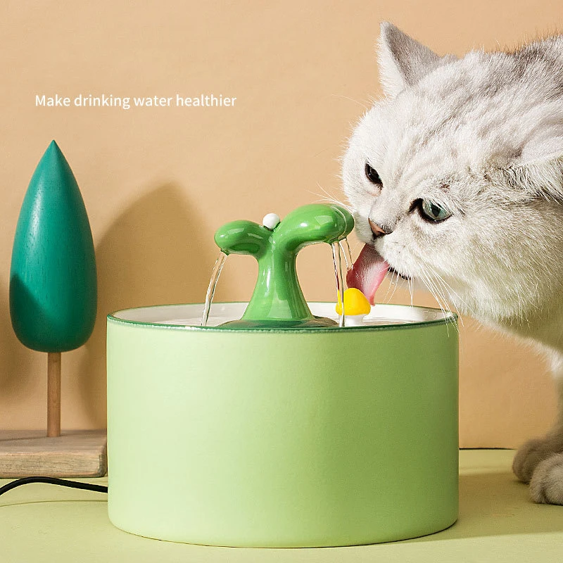 1L 1.5L Mèo Tự Động Máy Điện Di Động Gốm Uống Máy Cho Mèo Chu Kỳ Uống Đồ Thú Cưng Chậu Nước