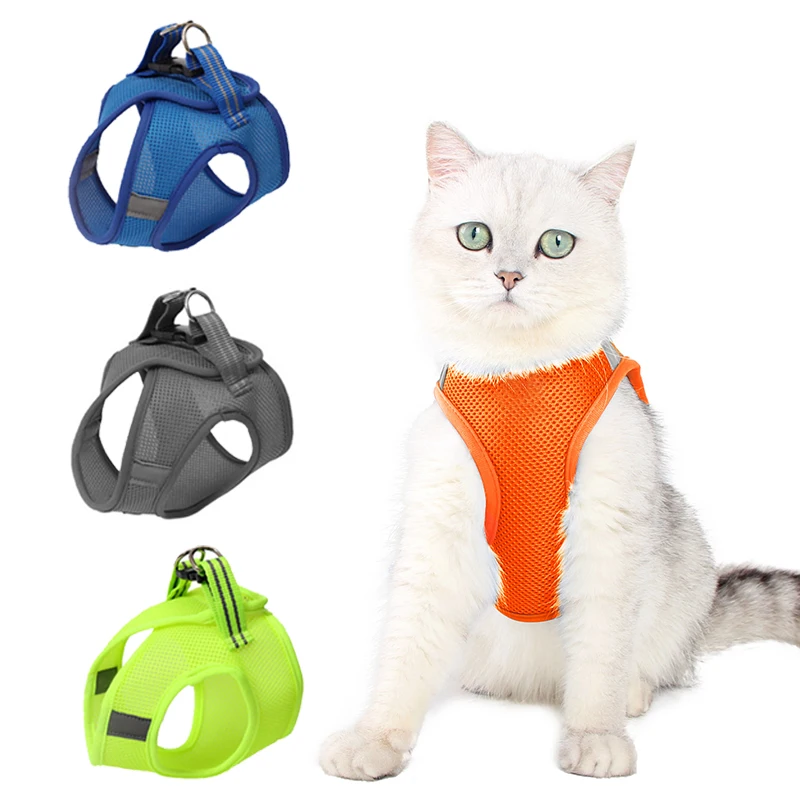 

Summer Cat Vest and Leash Set High Permeability Mesh Cat Clothing Quick Release Cat Harness for Adult Cats Cat Accessories