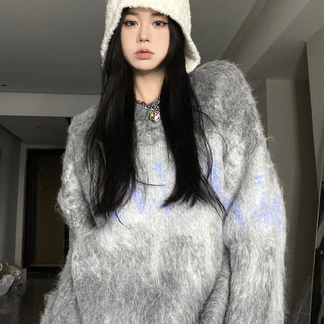 Женский свитер корейская мода Осень-зима 2024 Новые вязаные топы одежда Y2k осенняя