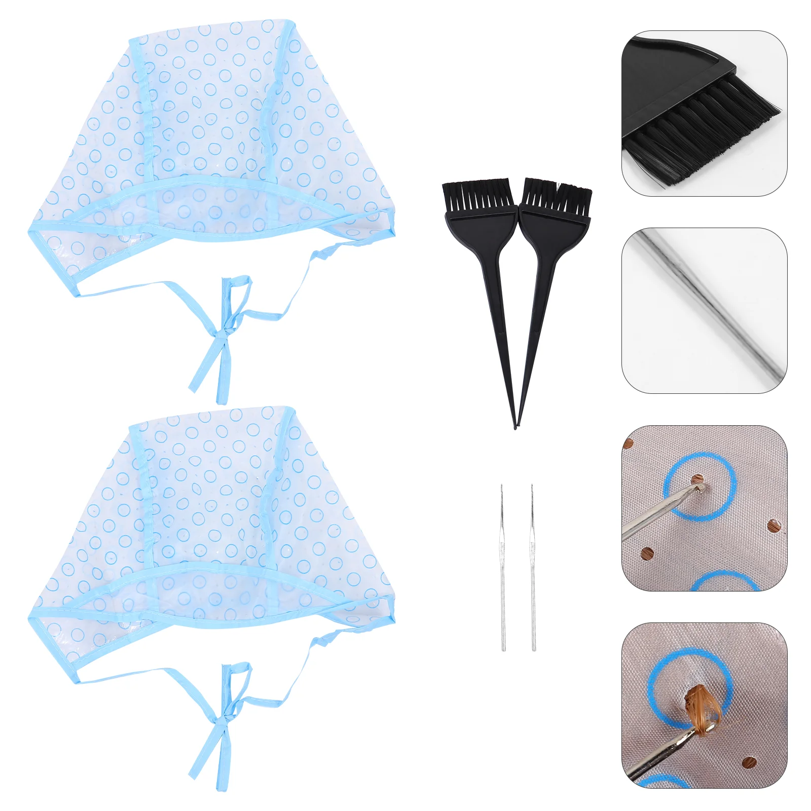 Hair Coloring, 6pcs Hair Dyeing Styling Tools with Hair Highlight Cap Metal Hooks Dye Brushes for Salon Home
