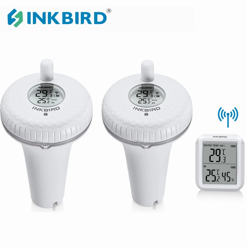 INKBIRD Wireless Swimming Pool Thermometer Set: Indoor Receiver With 2 Outdoor Floating Transmitters w/ Max&Min Temperature Data