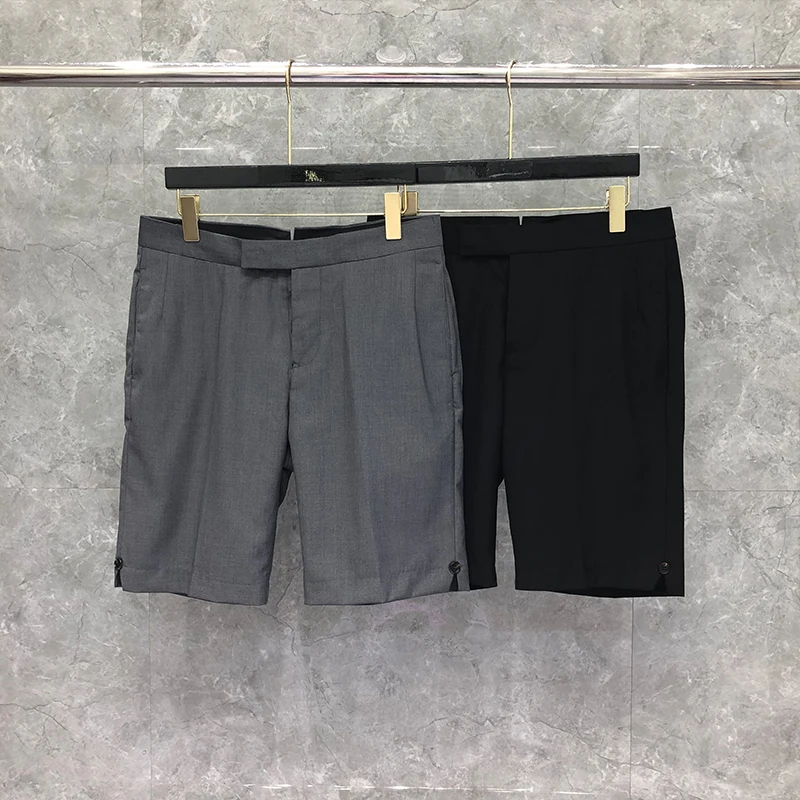 

TB THOM Men's Suit Knee Length Pants Wool Zipper Fly folds Blazers Low Waist Ruched Business Man Smart Formal Summer Short Pants