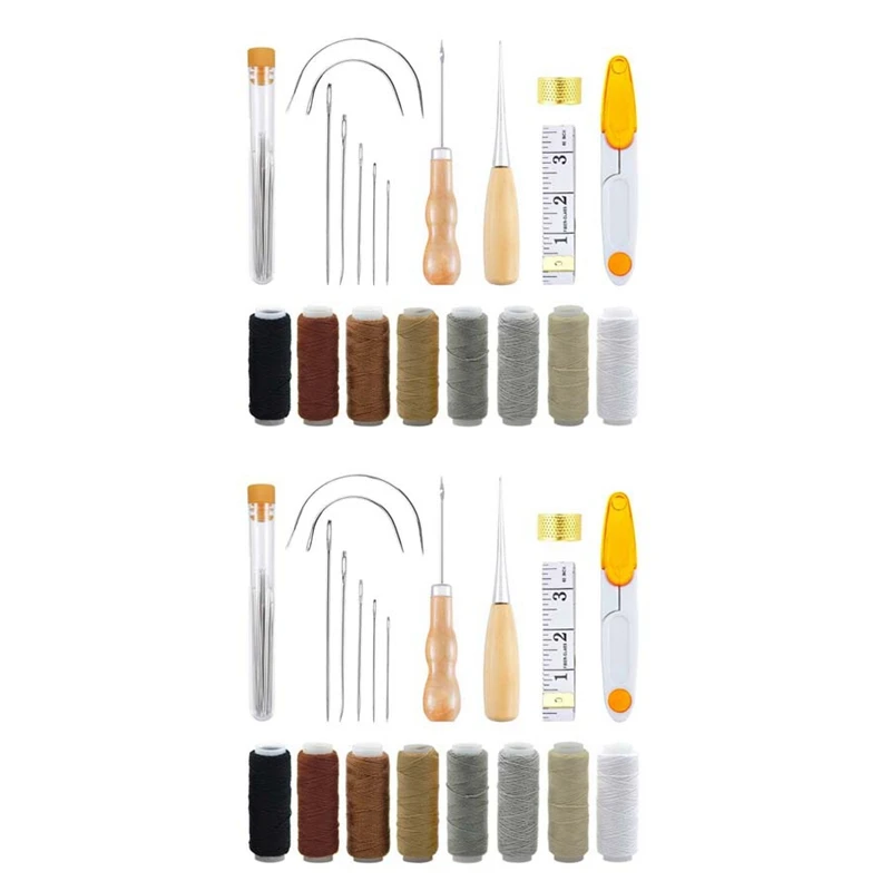 

58-Pack, Leather Hand Sewing Needles Canvas Thread And Needles Tape Measure Large-Eye Stitching Needles