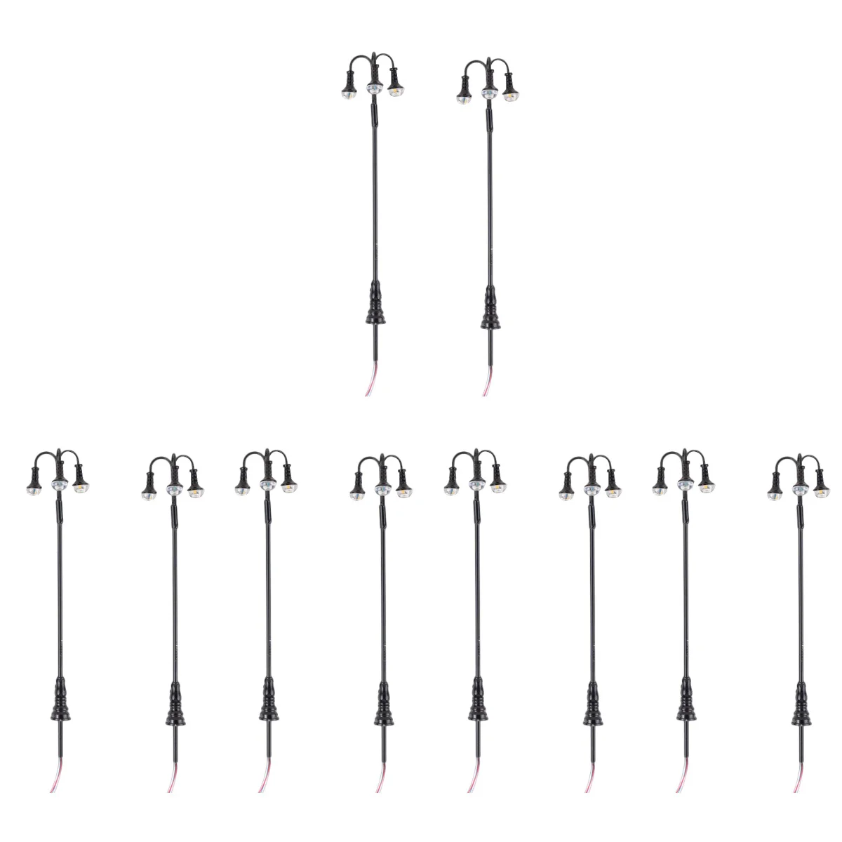 

10 pcs DIY Sand Table Yard Lights Street Models Railway 3-head Models