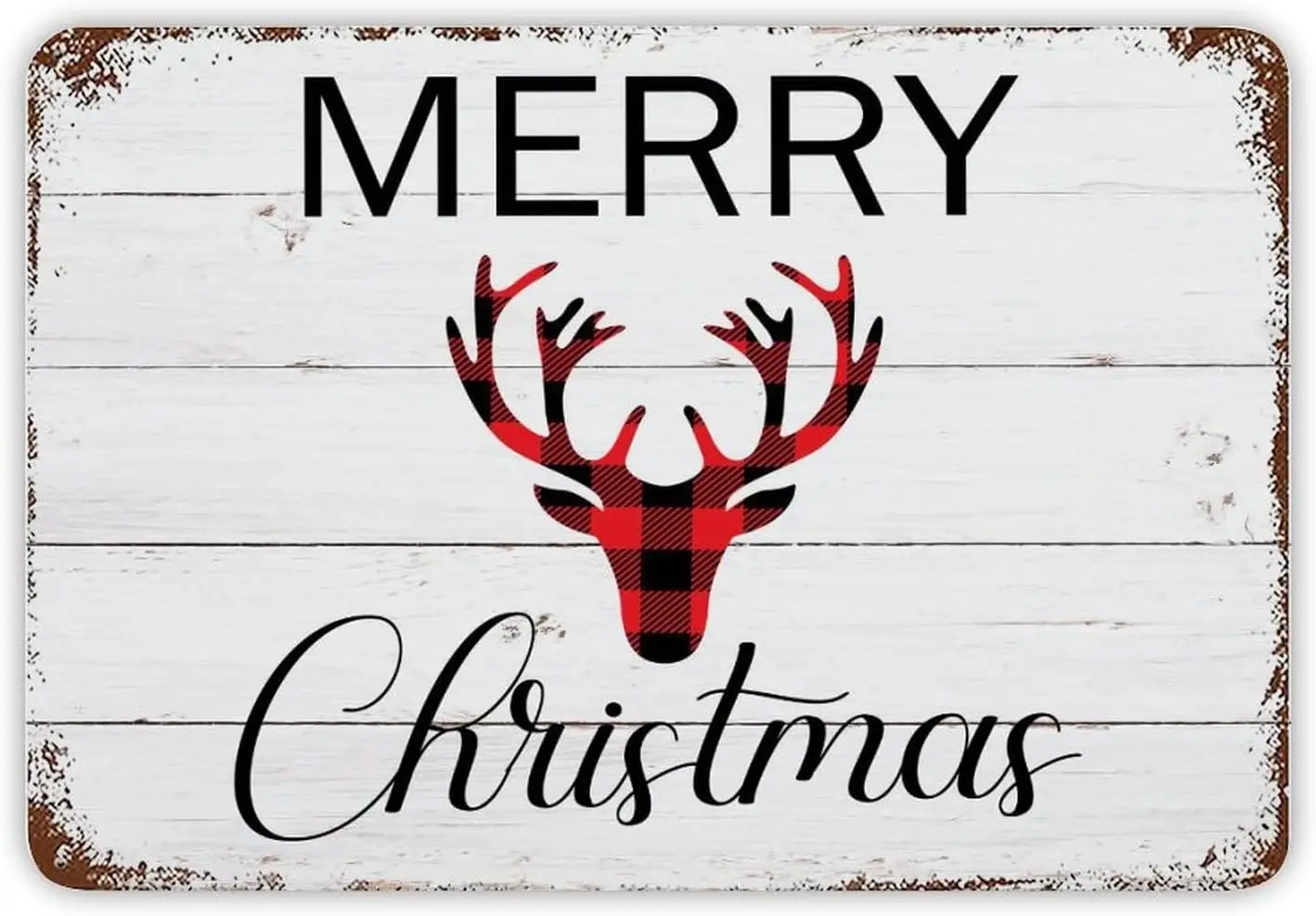 Знак с Рождеством красная и черная клетчатая жестяная вывеска рождественские