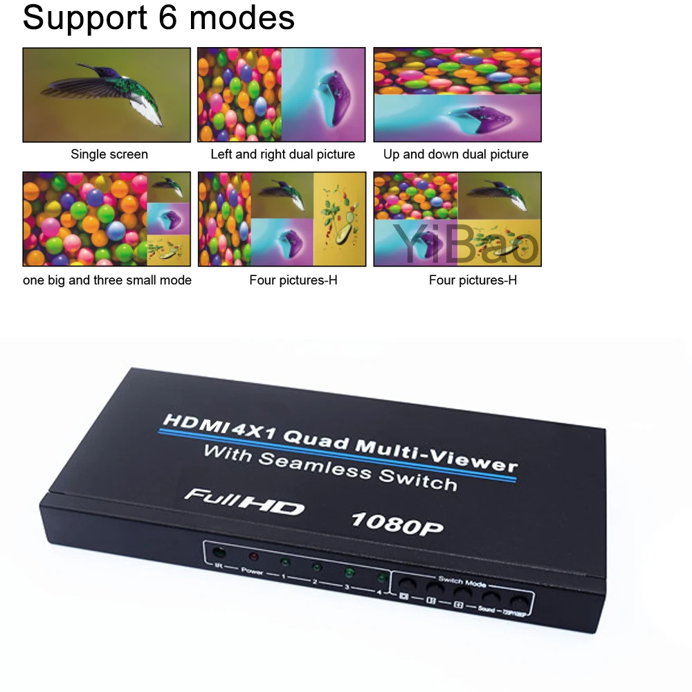 

4x1 Hdmi Multiviewer Multi 4 Channel Video Multiplexer Quad Multi-viewer Screen Splitter Seamless Switch Fr DVD TV Box Camera PC