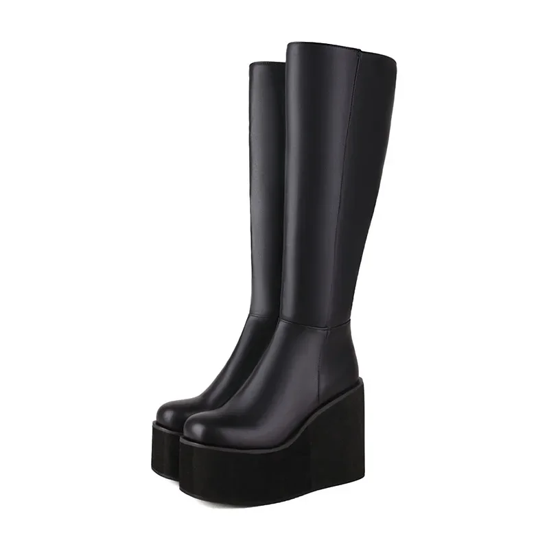 Новые Arden Furtado 2024 осенне-зимние сапоги до колена на танкетке с круглым носком