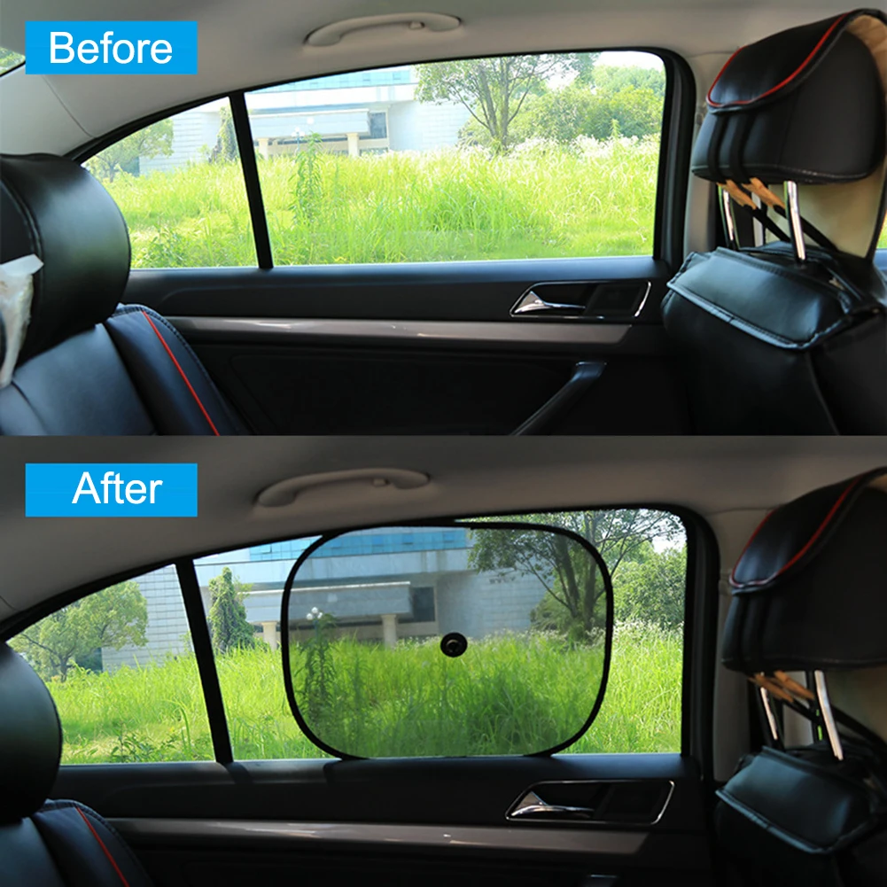 

2pcs Car Curtain Sides Windows Sun Shade UV Protection Sunshade Mesh Cover Interior Black Screen Accessories For Trunk RV Camper