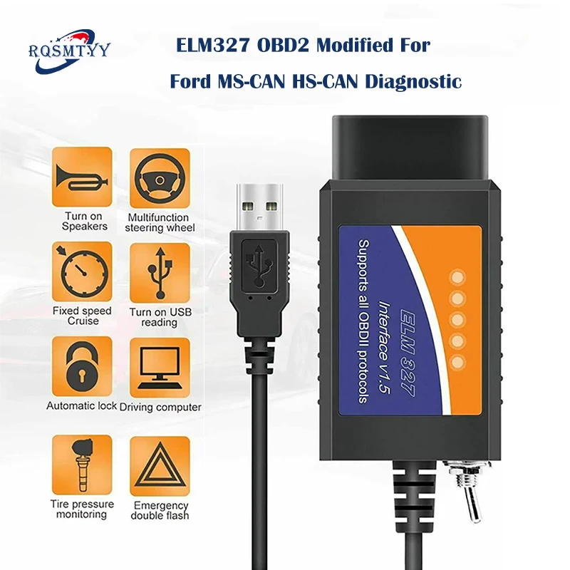 ELM327 OBD2 сканер инструмент elm 327 USB v1.5 прерыватель для Ford Forscan elmконфигурация lector de