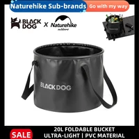 naturehike blackdog 20l outdoor portable water bucket travel water storage bag waterproof fishing picnic camping foldable bucket