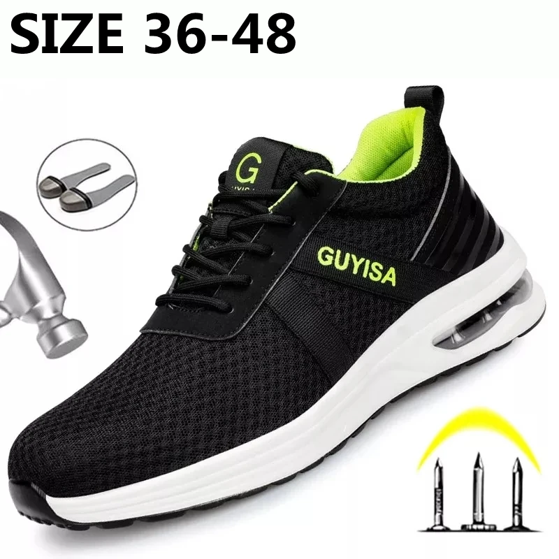 

Men's Work Shoes With Steel Toe Construction Safety Boots Men Safety Shoes Man Anti-puncture Breathable Work Sneakers