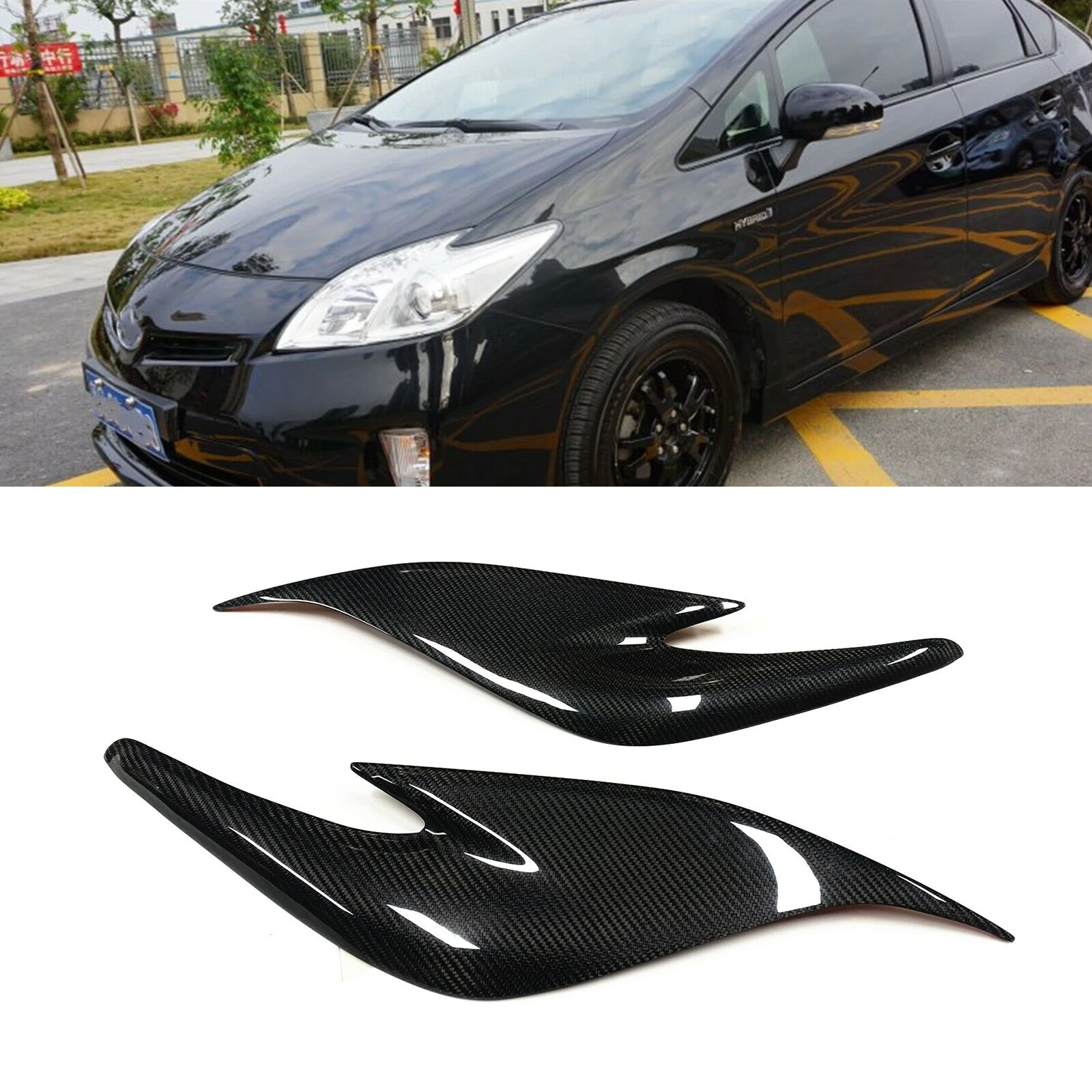 

Carbon Fiber Front Head Light Lamp Brow Sticker Headlight Eyebrow Headlamp Eyelid For TOYOTA Prius ZVW30 JDM Type 2012-2015