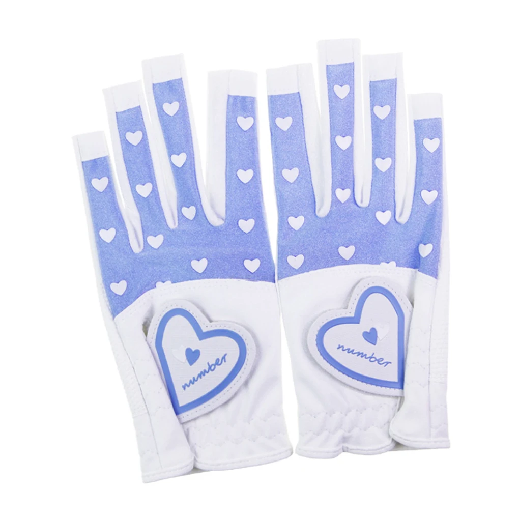 

Womens Golf Glove Heart-shaped PU Micro Fiber Anti-skidding Adjustable Wear-resistant Golf Accessories for Women