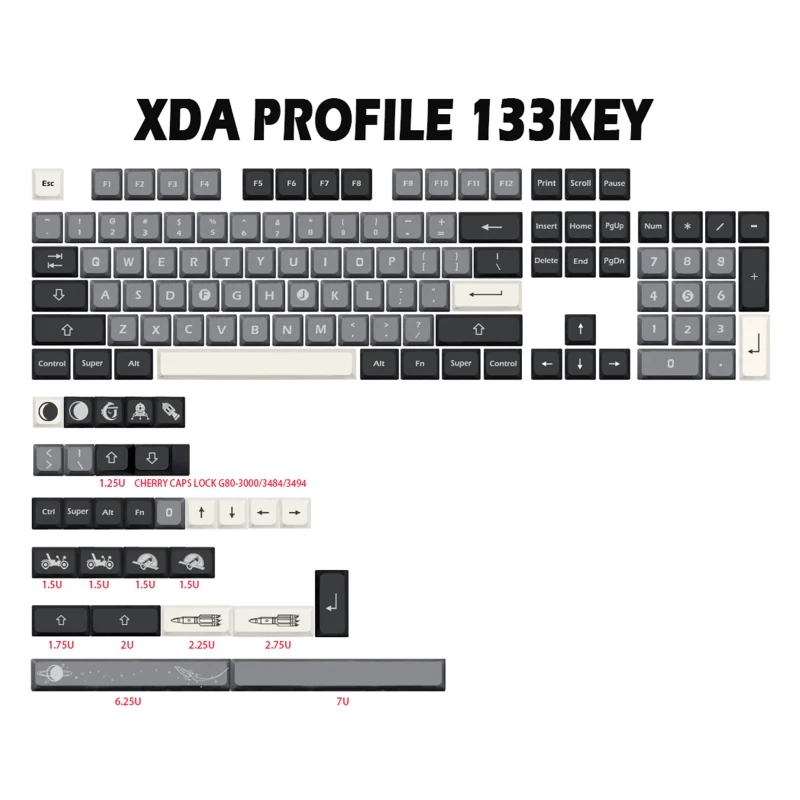 

133-Key Keycaps for cherry MX Gateron Kailh Switches Gaming Mechanical Keyboard XDA PBT Key Caps Apollo-key Personalized