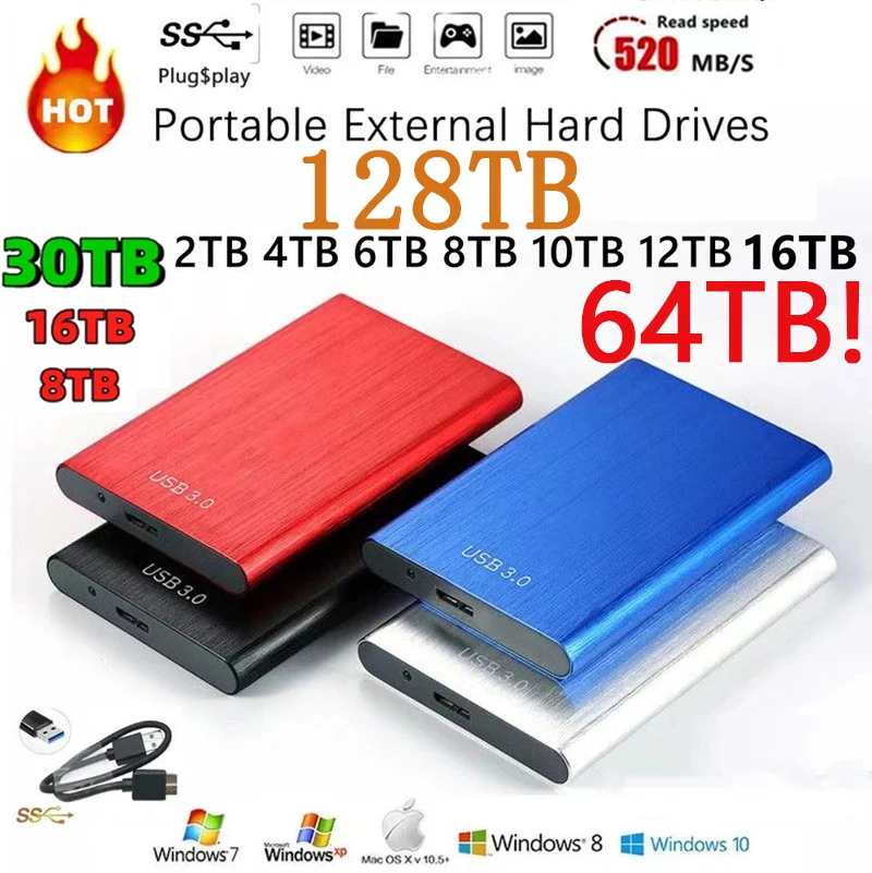 

High-speed Protable SSD 500GB 1TB 2TB 4TB 8TB External Hard Drive USB3.1 SSD 1TB 2TB Hard Disk Storage Device for Desktop Laptop