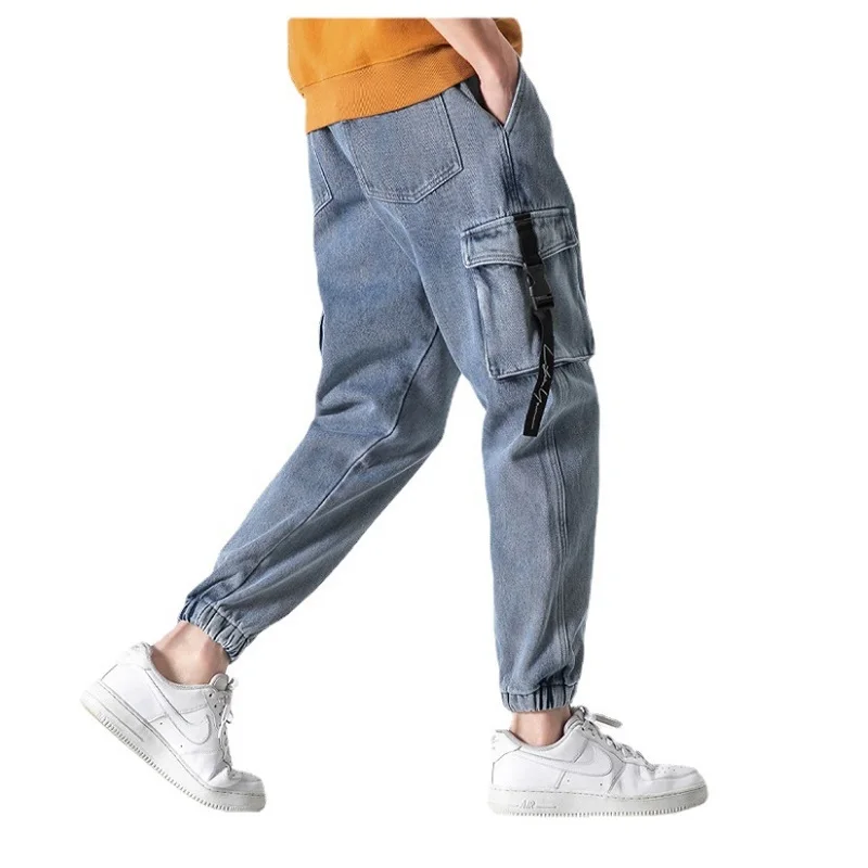 Cargo Pants Men 2021 Spring and Autumn New Jeans Japanese Trendy Brand Fashion Casual Trousers Men Blue Baggy Jeans