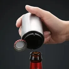 

Automatic Beer Bottle Opener Stainless Steel Press Type Opener Magnet Push Down Bottle Opener Soda Cap Opener Kitchen Gadget
