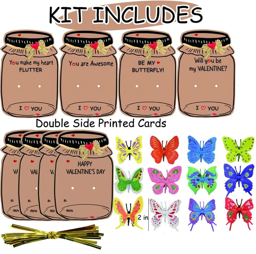 

Valentines Day Gifts For Kid Different Artificial Butterfly Valentine's Day School Prize Party Favor Classroom Exchange Gift Set