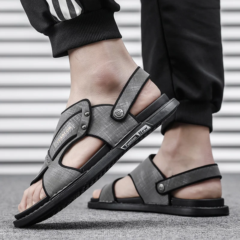 

Сандалии мужские из мягкой дышащей ткани, повседневные пляжные туфли, индивидуальный дизайн двойного назначения, модные, лето 2022