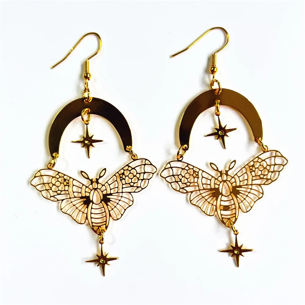 

Vintage Moon Phase Moth Earrings For Women Death Skeleton Moth Gothic Earrings Fashion Charm Charm Jewelry Accessories Gift New