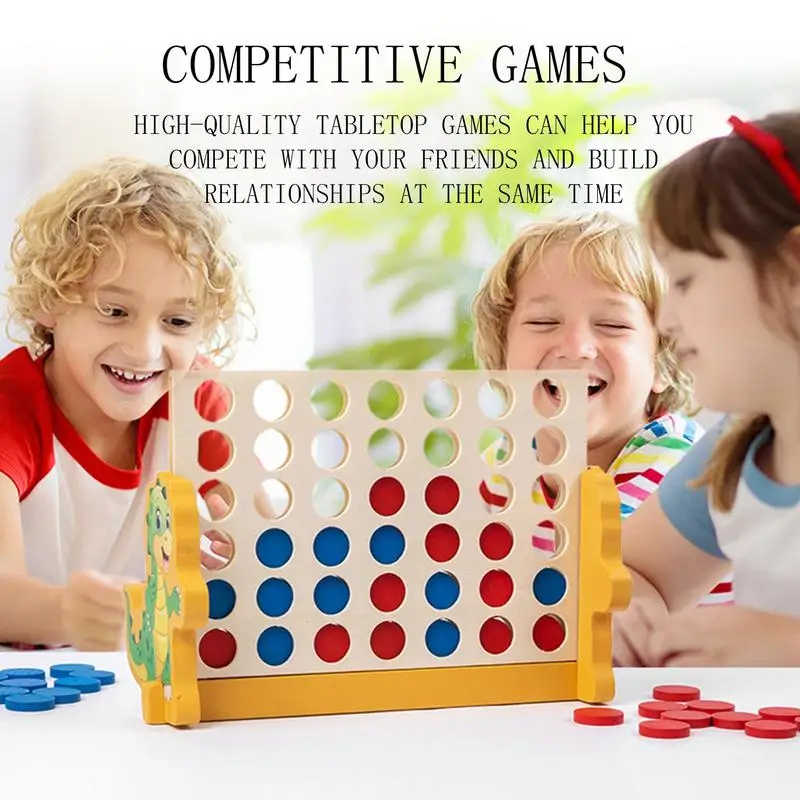 

Chess Board Parent Child Interactive Chess Toy Desktop Wooden Paced Battle Game 4 In A Row Tables Game Set for kids learning