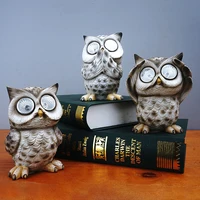resin statue modeling solar light owl nordic abstract ornaments for figurines for interior sculpture room home decor
