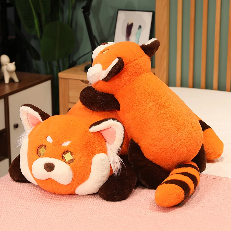 Плюшевые игрушки пушистые волосы Красный енот 10-110 см милая мягкая мультяшная